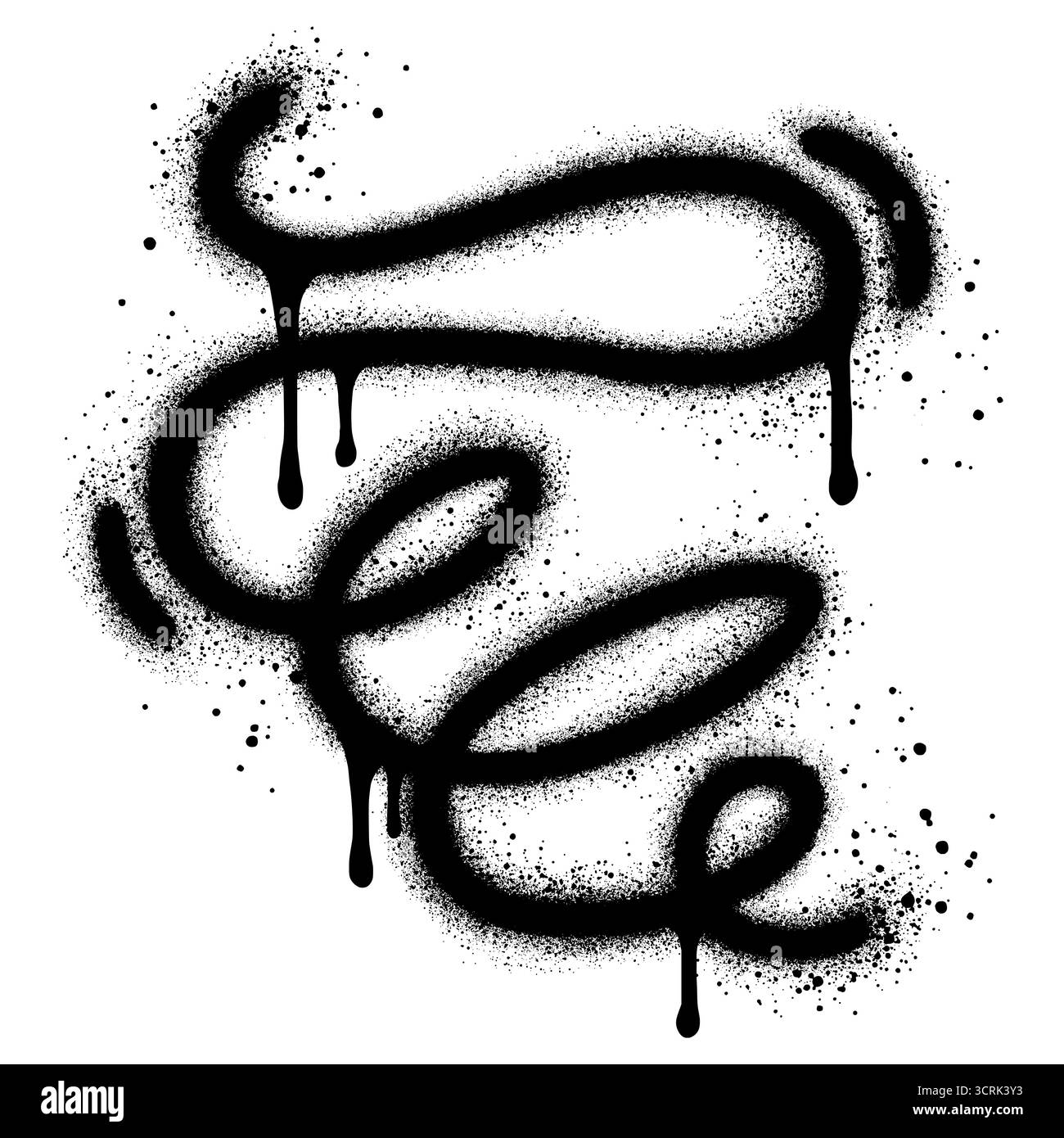 Graffiti tourbillons, boucles et volutes. Lignes incurvées et tordues sales. Pinceau à encre chaotique gribouillettes décoratives. Illustration de Vecteur