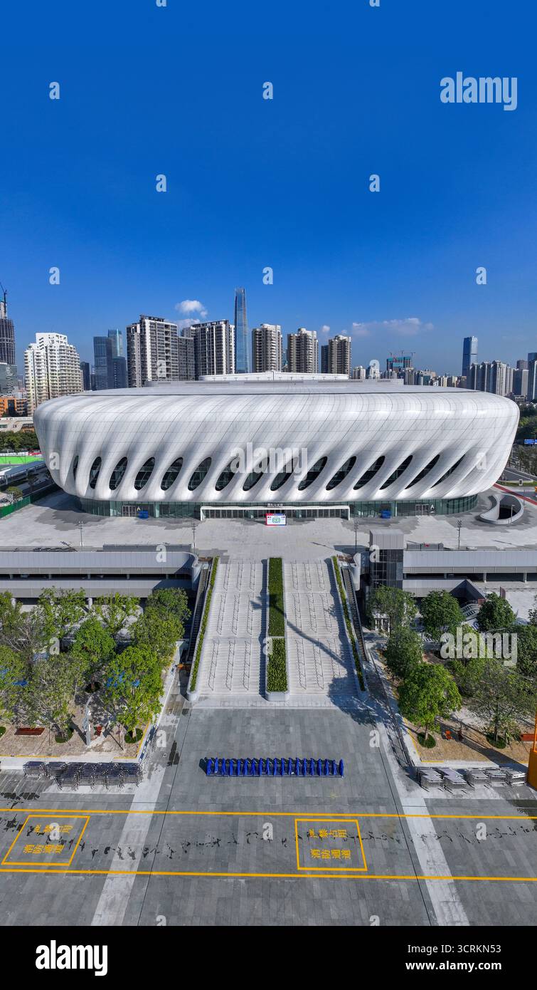 Photographie aérienne du gymnase du centre sportif de Shenzhen dans le district de Futian, Shenzhen, province du Guangdong Banque D'Images