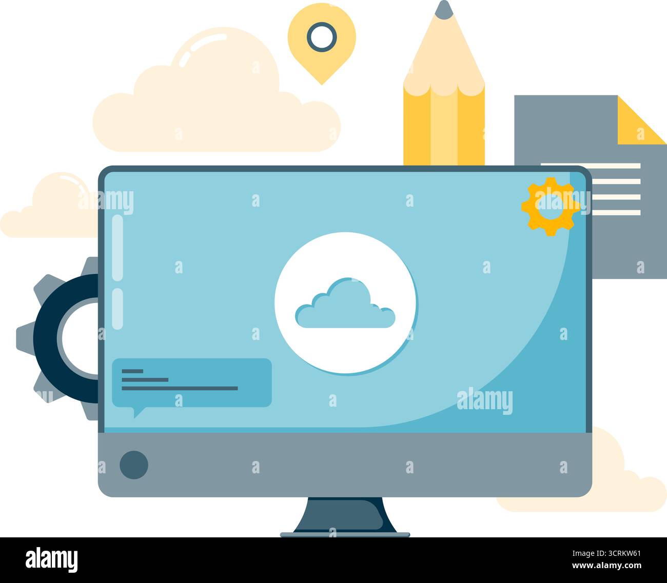 stockage en nuage, moniteurs informatiques et méthodes de stockage Illustration de Vecteur