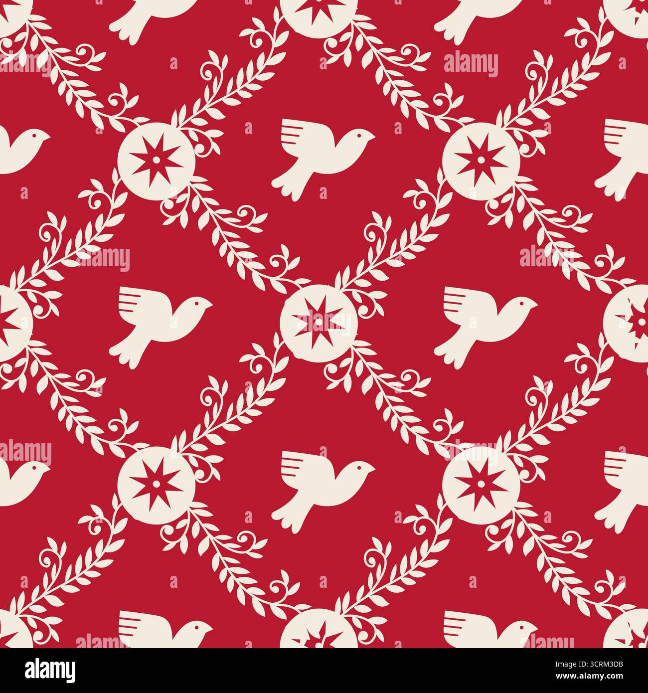 Motif sans couture couronne de colombe rouge Illustration de Vecteur