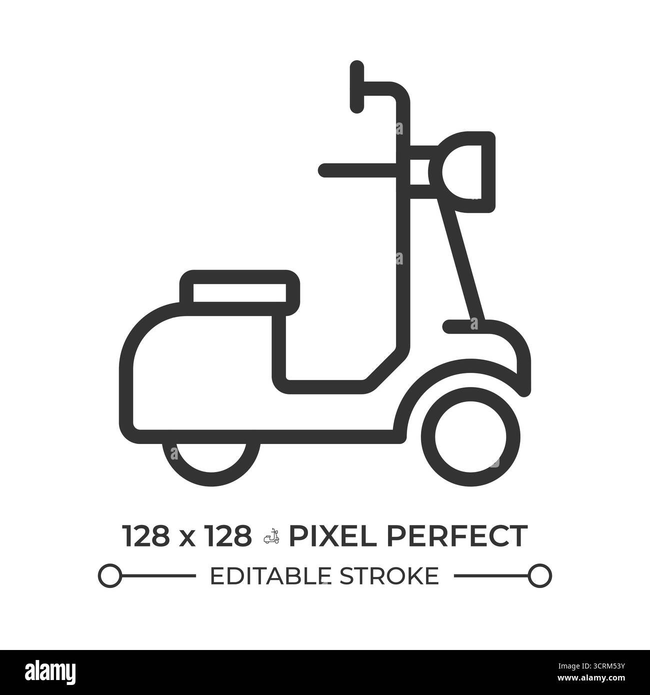 Icône de ligne parfaite de pixel de scooter de moteur Illustration de Vecteur