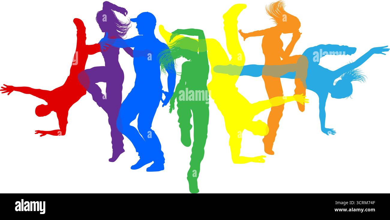Danseurs Silhouette Street Dance pose silhouettes Illustration de Vecteur
