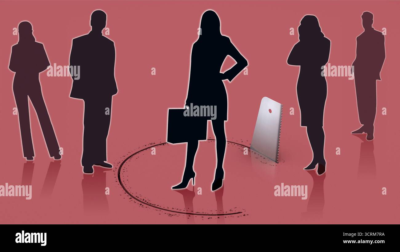 Mobbing am Arbeitsplatz Symbolbild zum Thema Mobbingopfer, Diskriminierung, Ausgrenzung USW. unter Arbeitskollegen *** intimidation en milieu de travail image symbolique des victimes d'intimidation, discrimination, exclusion, etc. Parmi les collègues de travail Banque D'Images