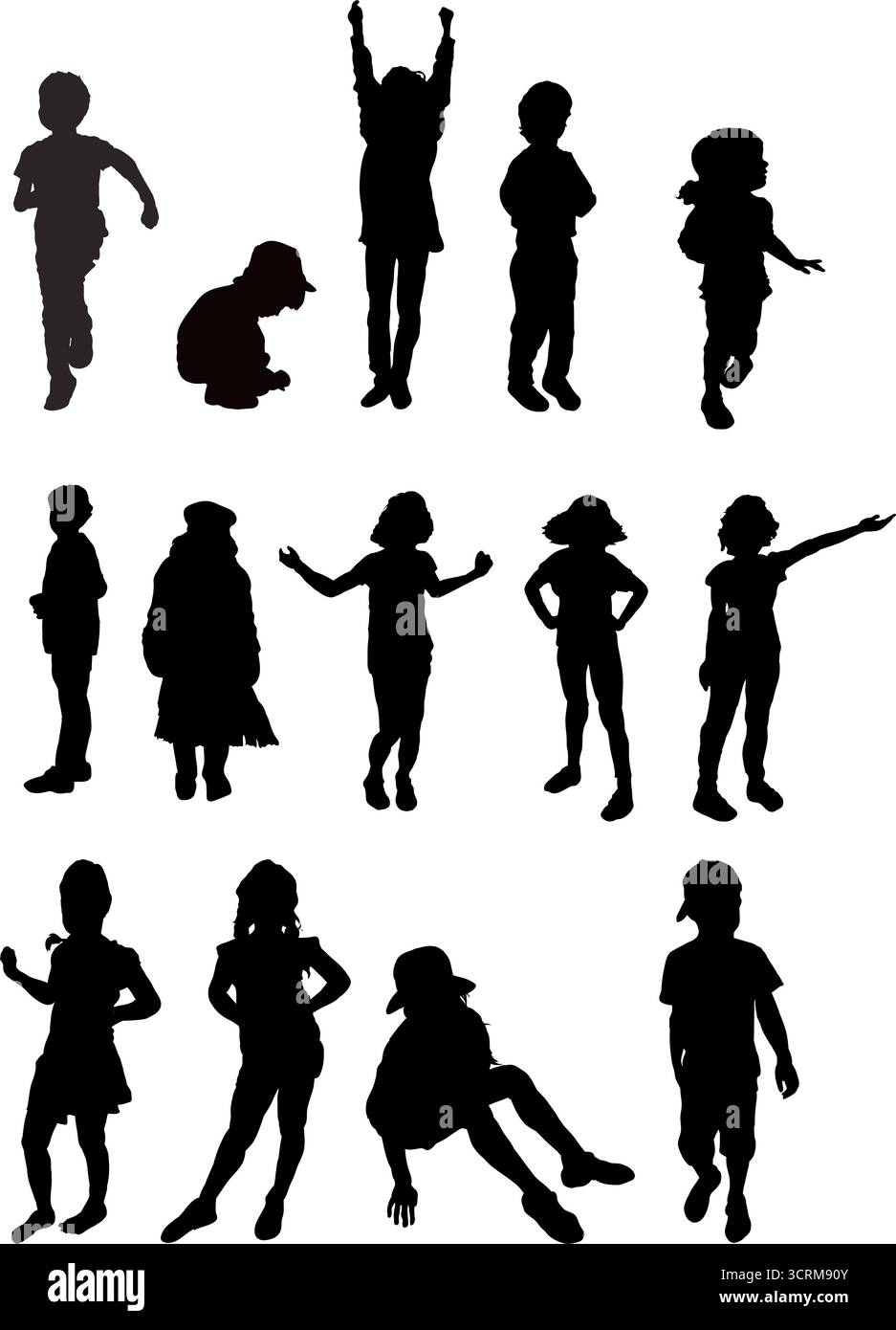 ensemble de silhouettes d'enfants, silhouette de bébé, garçon, fille - illustration vectorielle Illustration de Vecteur