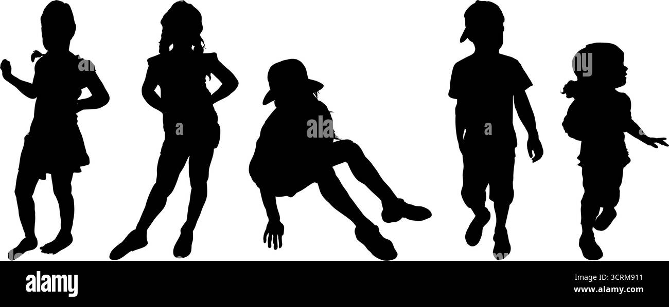 ensemble de silhouettes d'enfants, silhouette de bébé, garçon, fille - illustration vectorielle Illustration de Vecteur