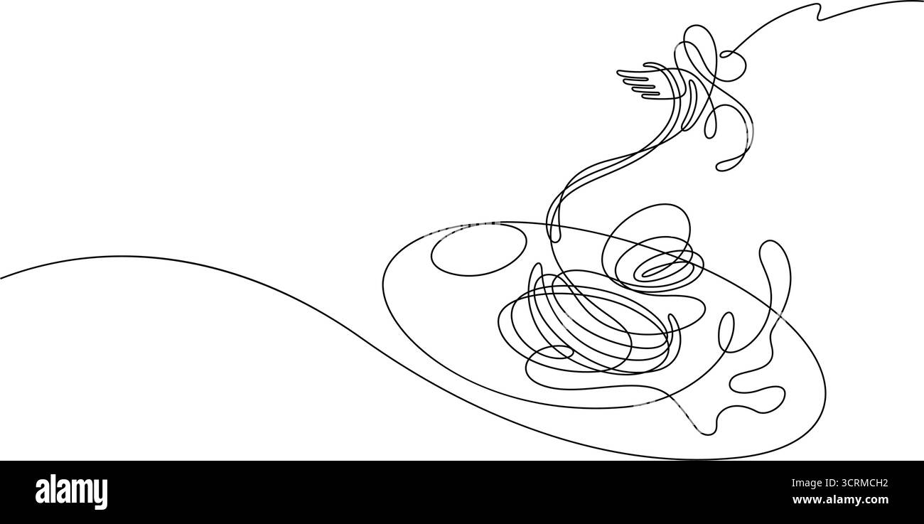 une ligne dessinant un plat roulé spaghetti cuisine italienne. dessin en ligne continu art décoratif minimalisme dessiné à la main Illustration de Vecteur