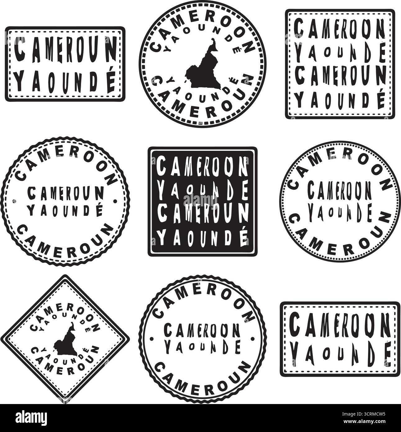 Cameroun Yaoundé Round Seal Map Design Illustration de Vecteur