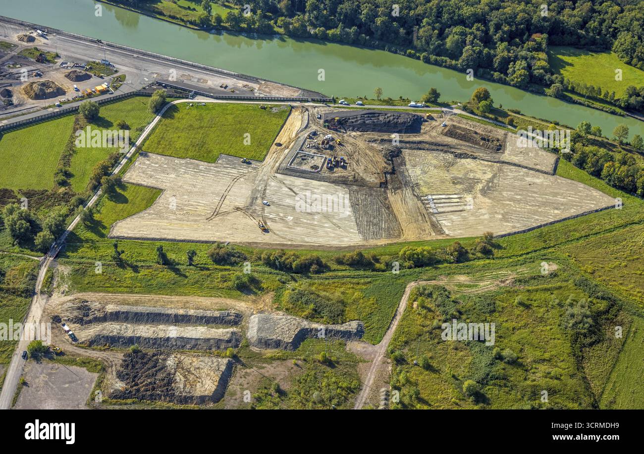 Vue aérienne, chantier entre Geithe et Siegenbeckstrasse, déconstruction de la zone de construction portuaire Geithe sur le canal Datteln-Hamm Banque D'Images