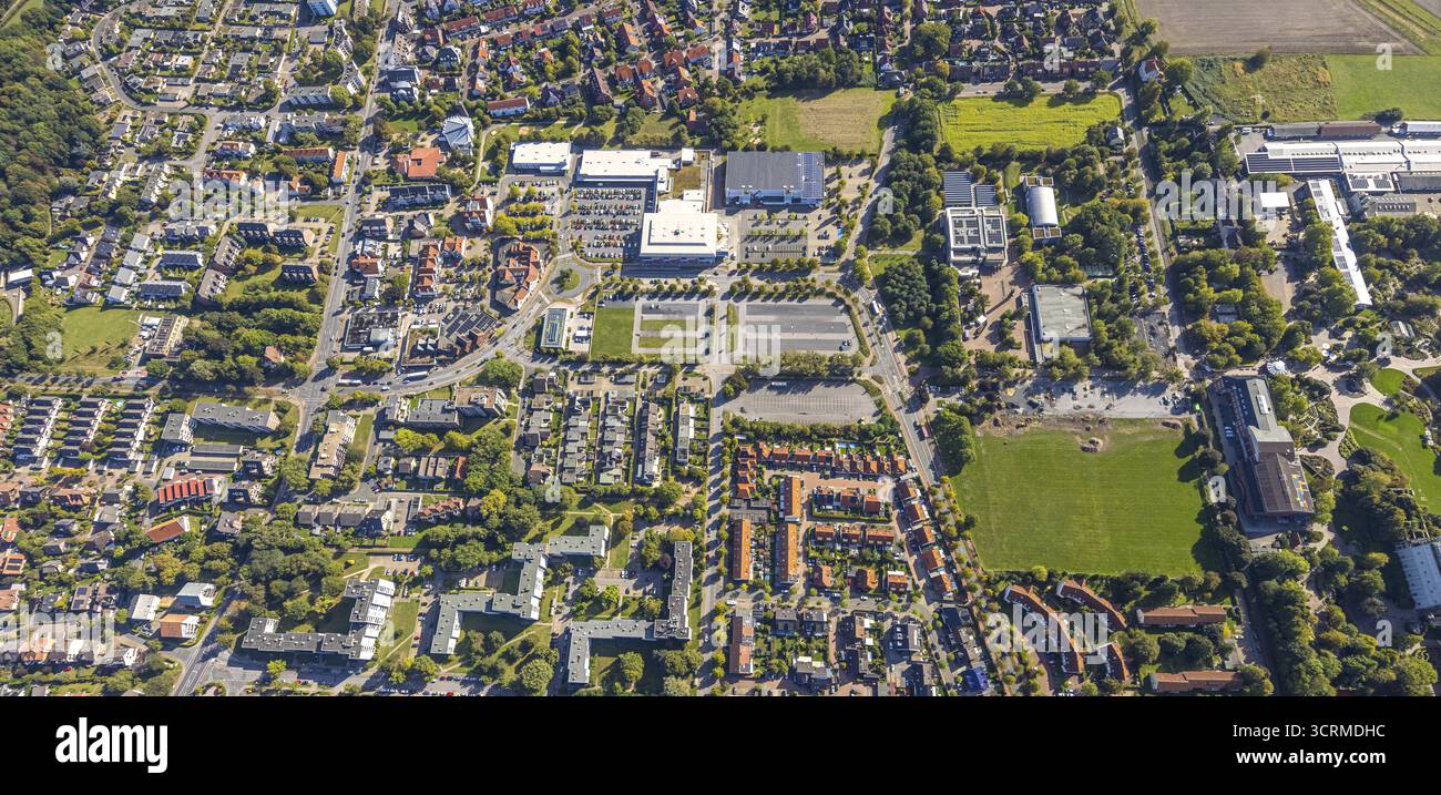 Vue aérienne, Freiherr-vom-Stein-Gymnasium Hamm avec chantier de construction et zone de prairie, zone d'entrée Maximilianpark, Uentrop, Hamm, zone de la Ruhr, Nord R Banque D'Images