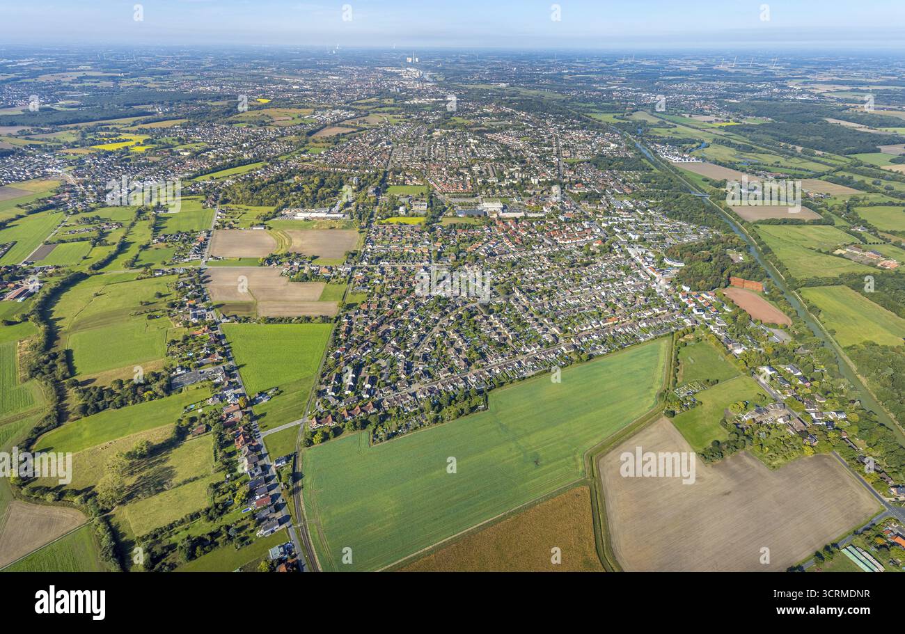 Vue aérienne, quartier résidentiel, vue locale, quartier Werries, vue lointaine, Uentrop, Hamm, Ruhr area, Rhénanie du Nord-Westphalie, Allemagne, DE, Europe, prop Banque D'Images