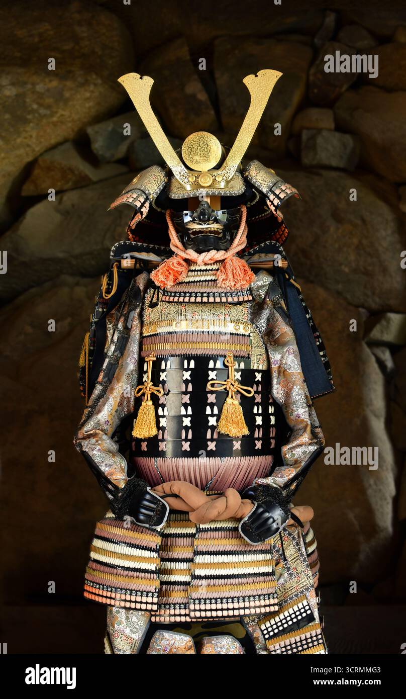 Exposition de l'armure japonaise de samouraï. Château de Matsumoto, Japon Banque D'Images