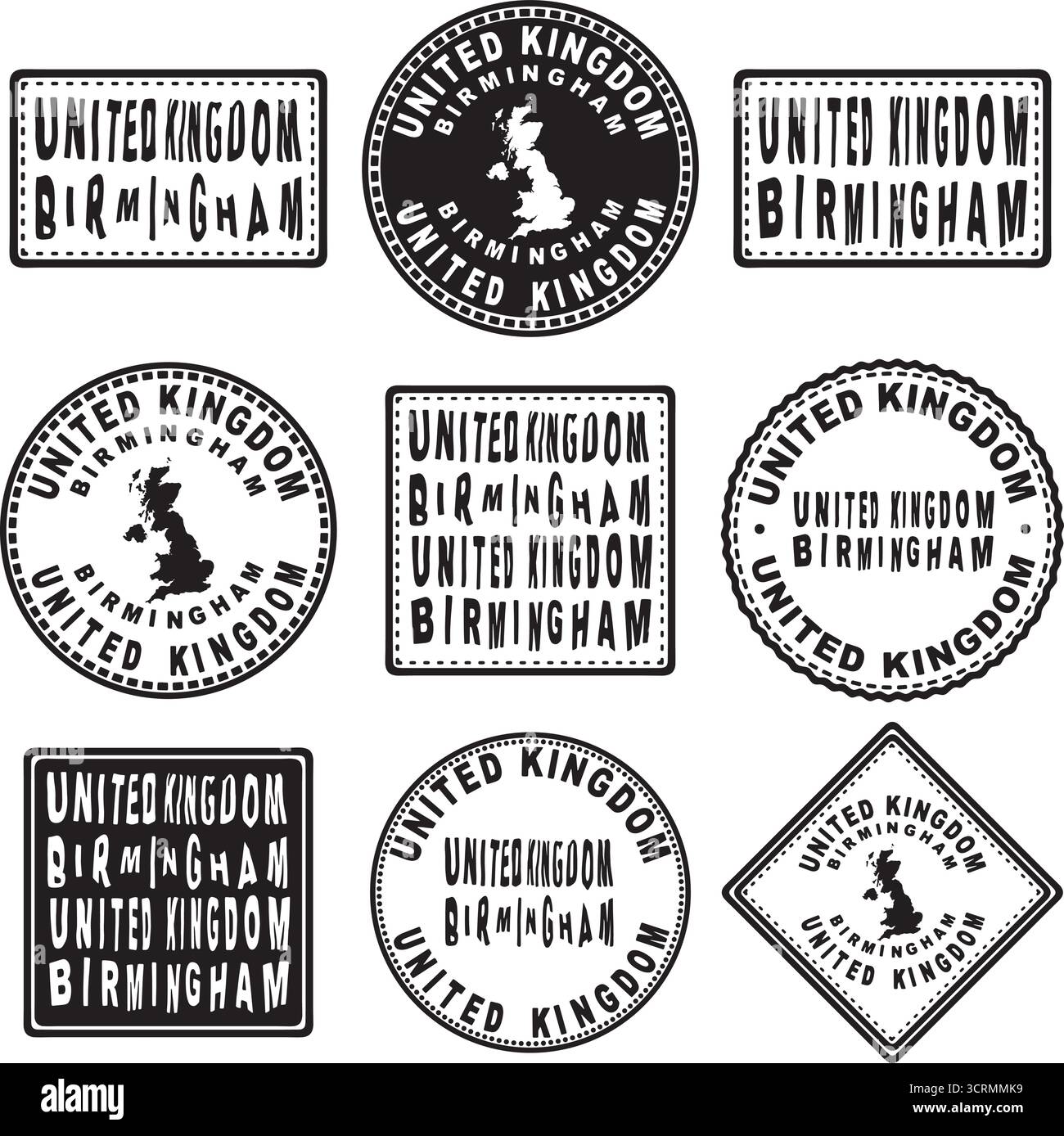 Royaume-Uni Birmingham Round Seal Map Design Illustration de Vecteur