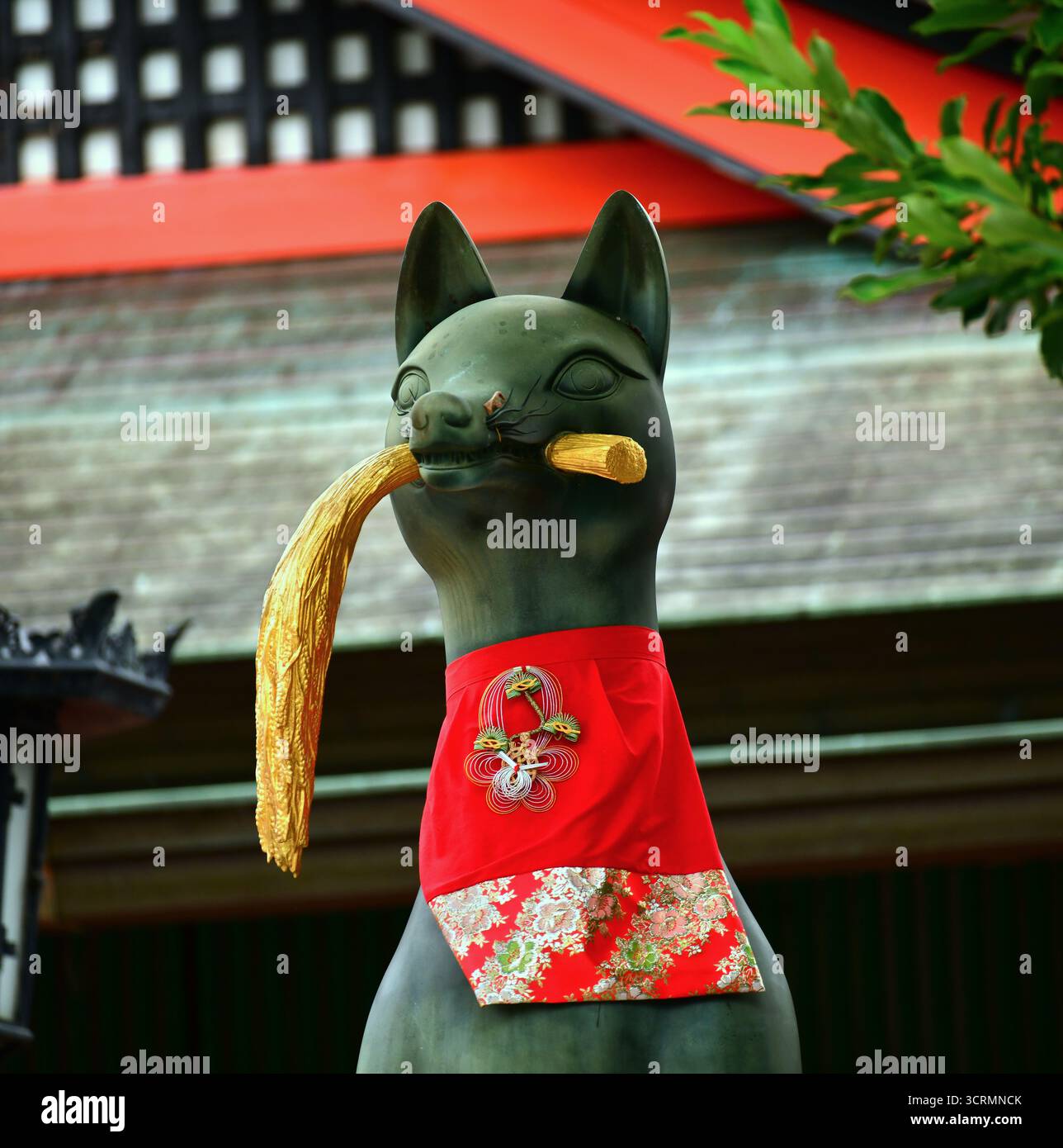 Gros plan de la statue de Fox Inari jinja, Kyoto, Japon Banque D'Images