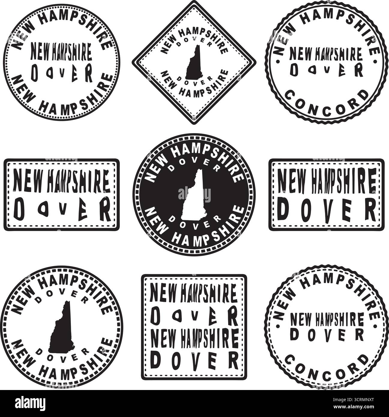 Design de carte de sceau rond de New Hampshire Dover Illustration de Vecteur