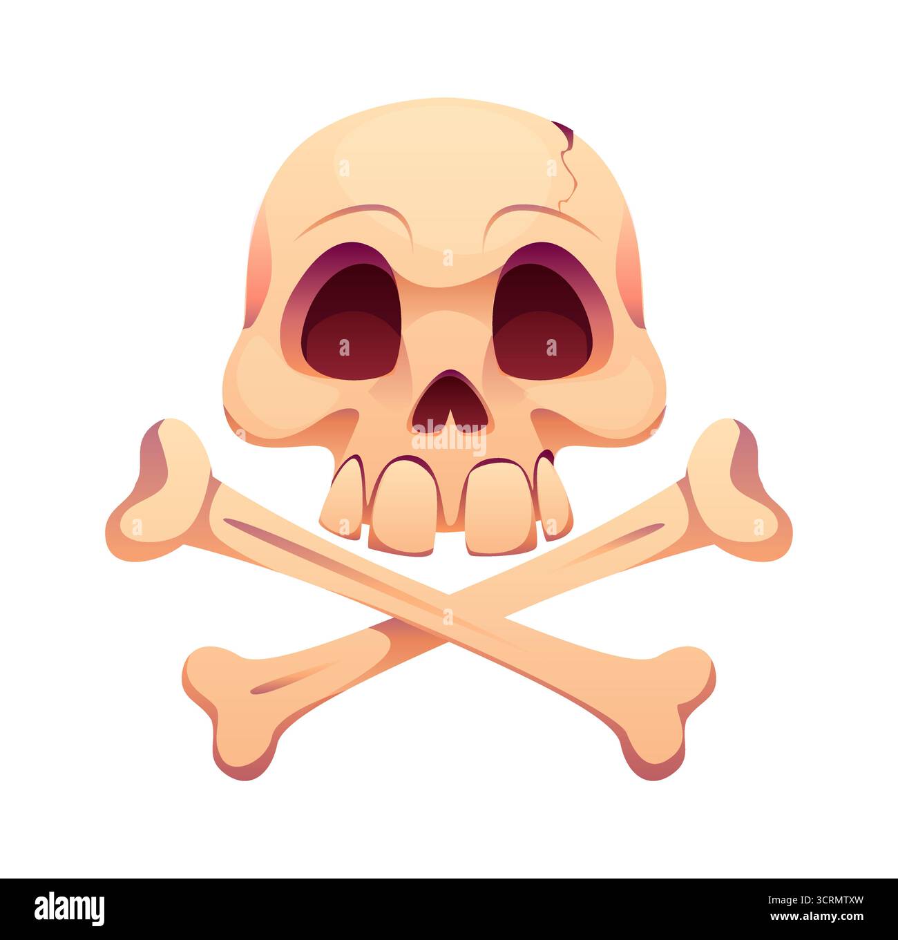 Dessin animé Halloween crâne effrayant avec des os croisés Illustration de Vecteur Dessin animé Halloween crâne effrayant avec des os croisés Illustration de Vecteur