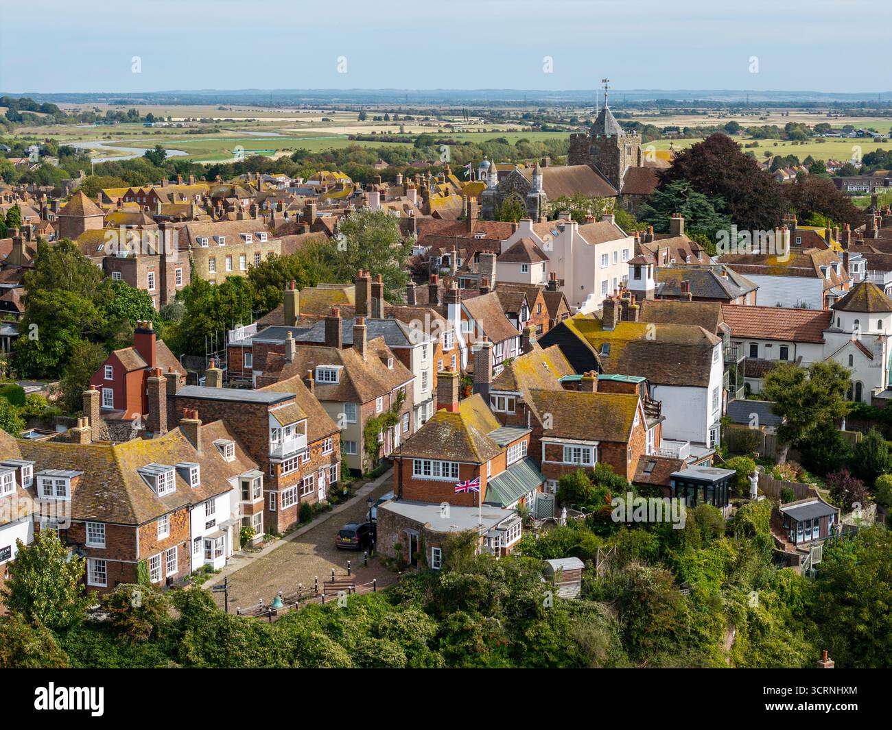 Rues historiques et toits de la vieille ville de Rye, East Sussex, Angleterre Banque D'Images