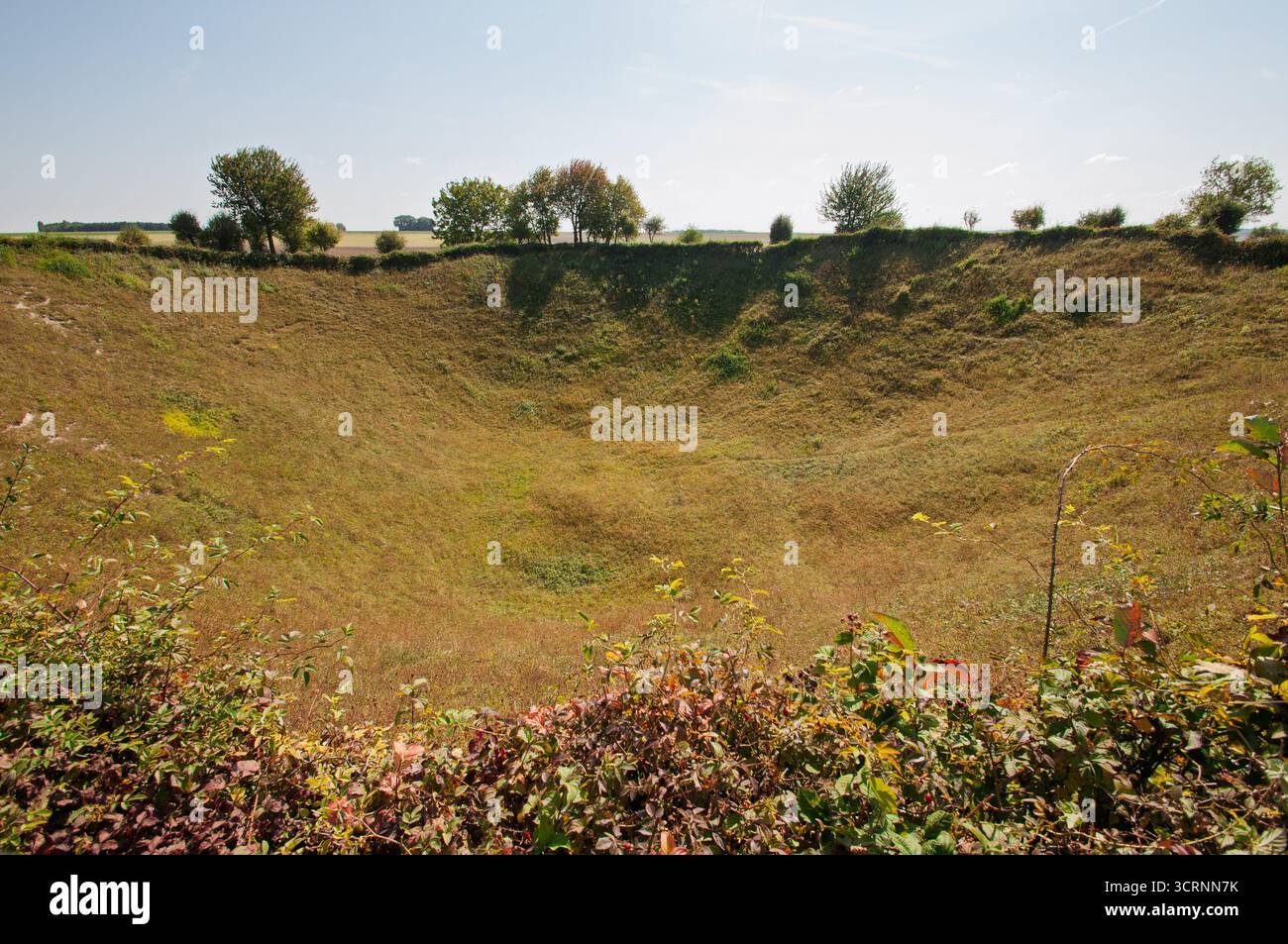 Cratère du Lochnagar, somme, France. Une mine massive a explosé par les Britanniques en 1916 pendant la première Guerre mondiale. Banque D'Images