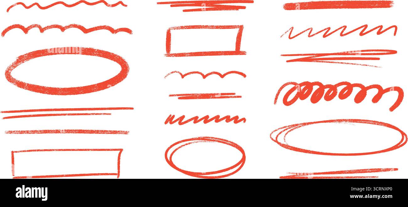 Ligne de surbrillance crayon avec soulignement crayon pour l'accentuation du texte et la conception de balisage. Illustration de Vecteur