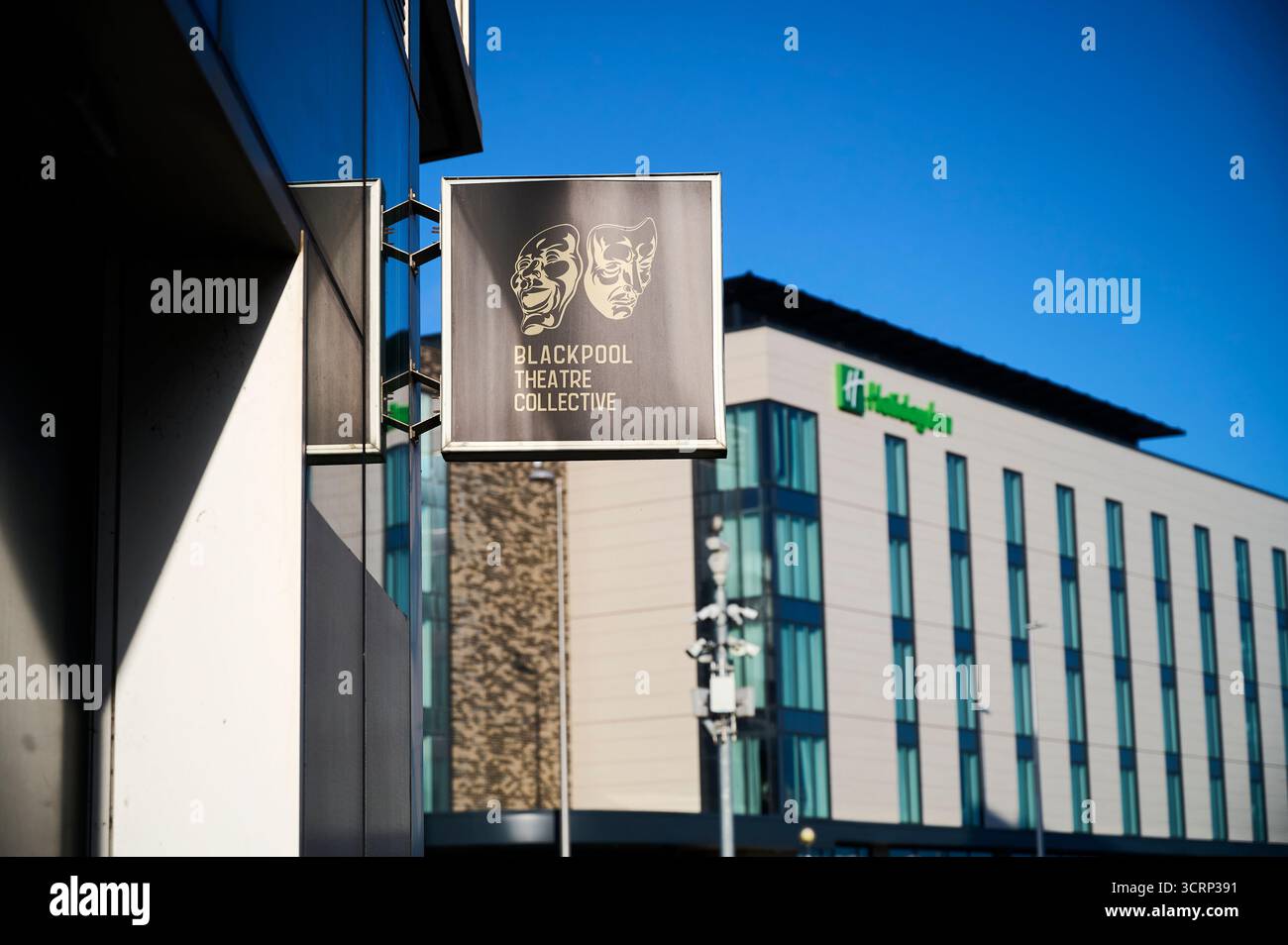 Panneau au-dessus de l'entrée du Blackpool Theatre collective Banque D'Images