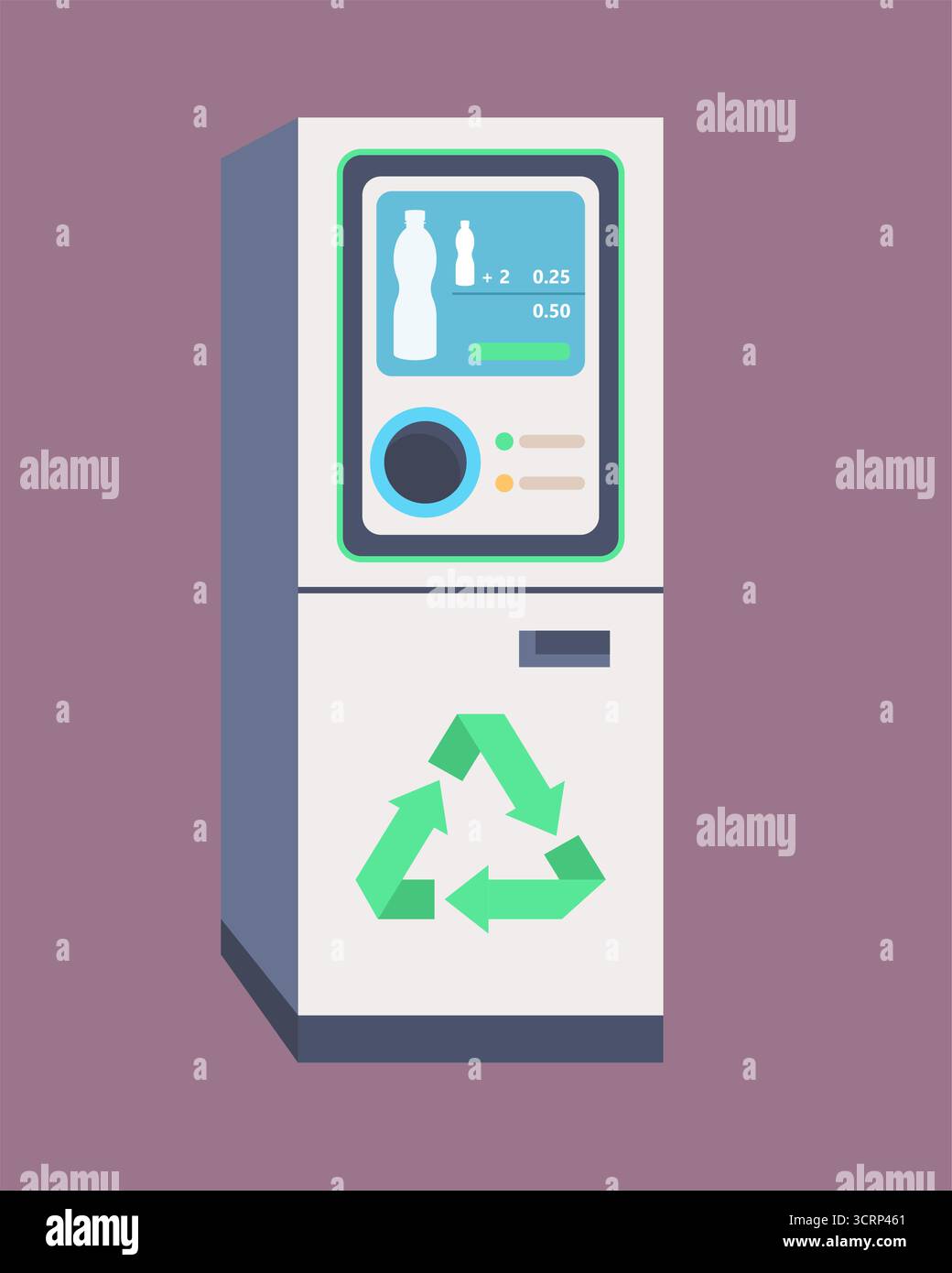 Machine de recyclage de bouteilles. Mode de vie durable zéro déchet. Illustration vectorielle non générée par IA Banque D'Images