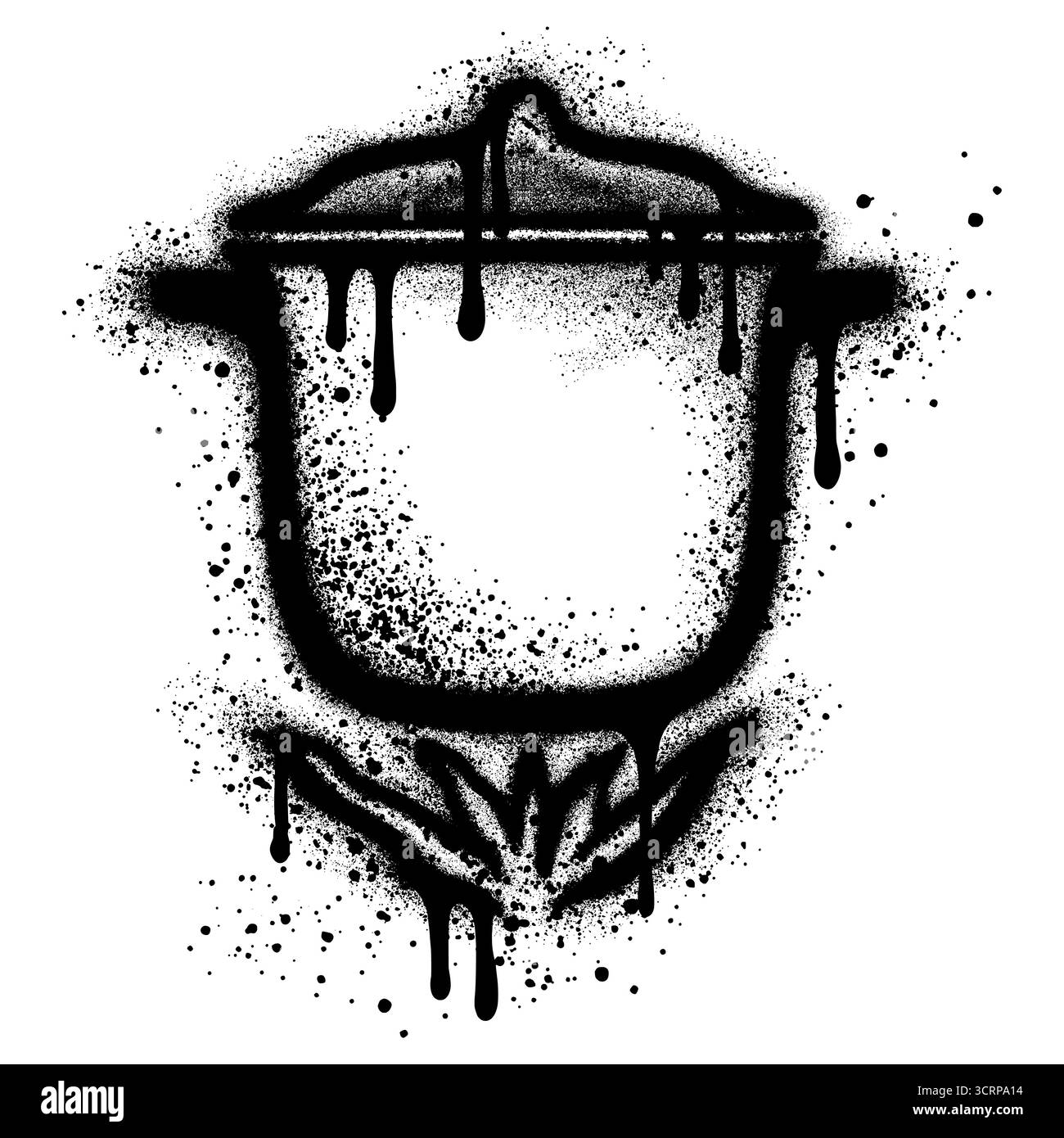 poêle à graffiti avec peinture en aérosol noire.illustration vectorielle. Illustration de Vecteur