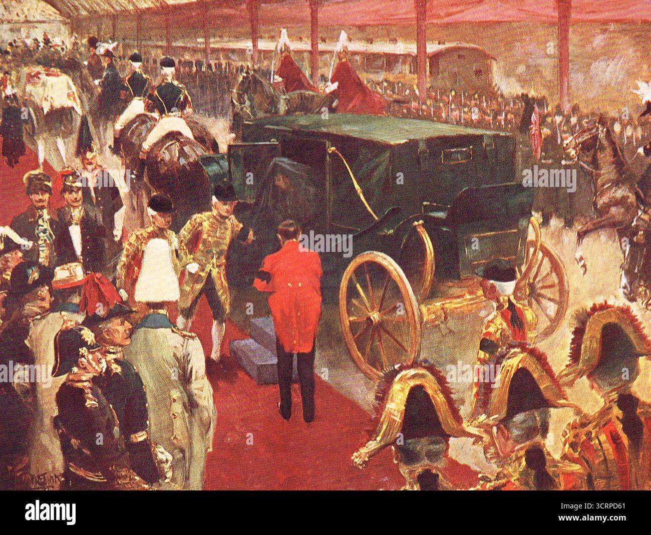 Arrivée de la reine Alexandra à la gare de Paddington, à l'occasion des funérailles de la reine Victoria, le 2 février 1901 Banque D'Images
