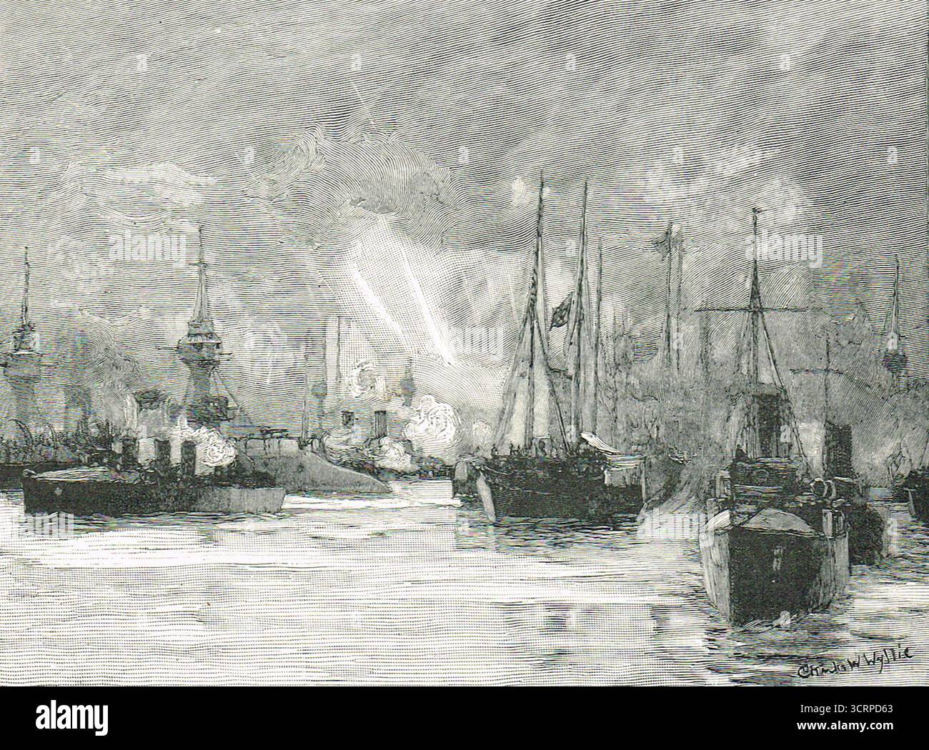 Les funérailles de la reine Victoria, la flottille à Spithead. Février 1901 Banque D'Images