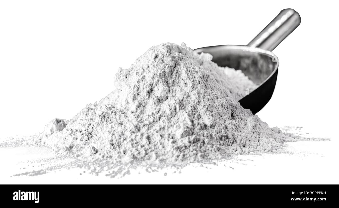 oxyde de zinc, poudre blanche utilisée comme inhibiteur de la croissance des champignons dans les peintures et comme pommade antiseptique en médecine Banque D'Images