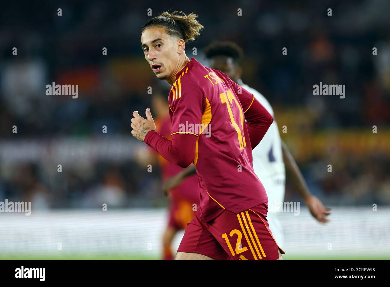 Rome, Italie. 02 octobre 2025. Kostas Tsimikas de Rome. Lors de l'UEFA Europa League, phase de ligue, match de football MD2 entre L'AS Roma et le LOSC Lille le 2 octobre 2025 au Stadio Olimpico à Rome, Italie - crédit : Federico Proietti / Alamy Live News Banque D'Images