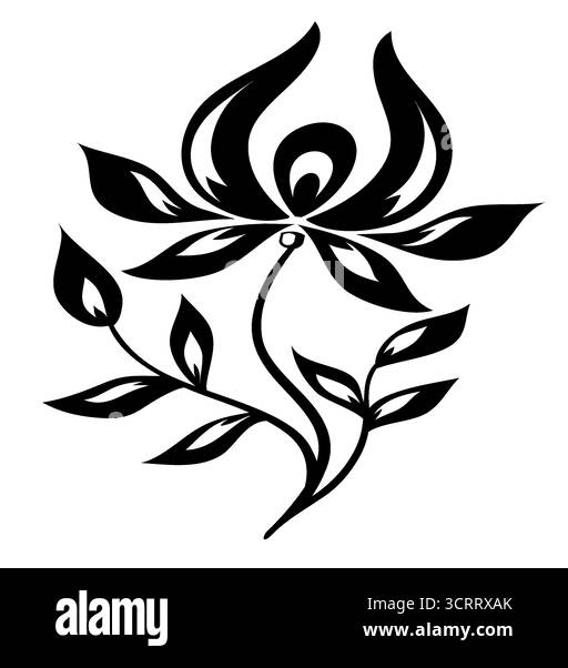 fleur noire et blanche isolée Illustration de Vecteur