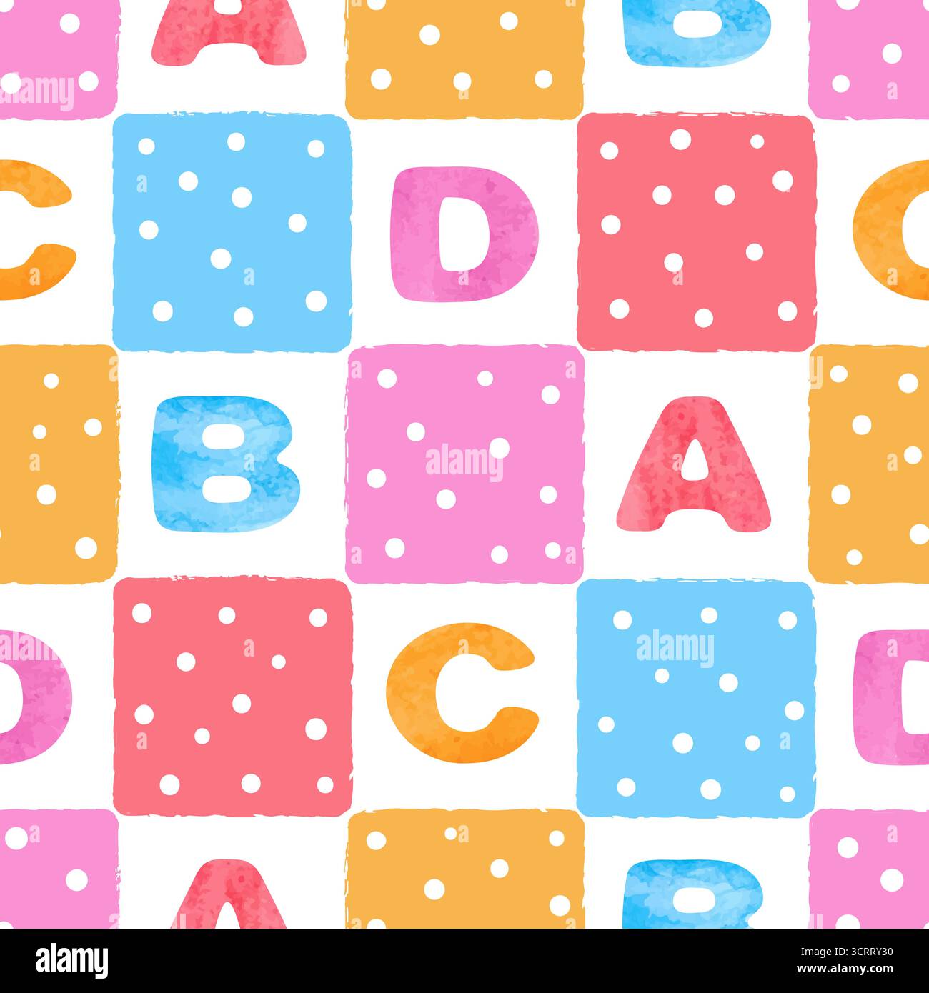 Motif coloré sans couture avec alphabet de bande dessinée. Impression vectorielle avec lettres aquarelles Illustration de Vecteur