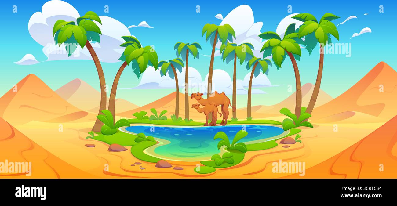 Oasis Avec Chameau Et De Palmiers Illustration - Getty Images Oasis Avec Chameau Et De Palmiers Illustration - Getty Images