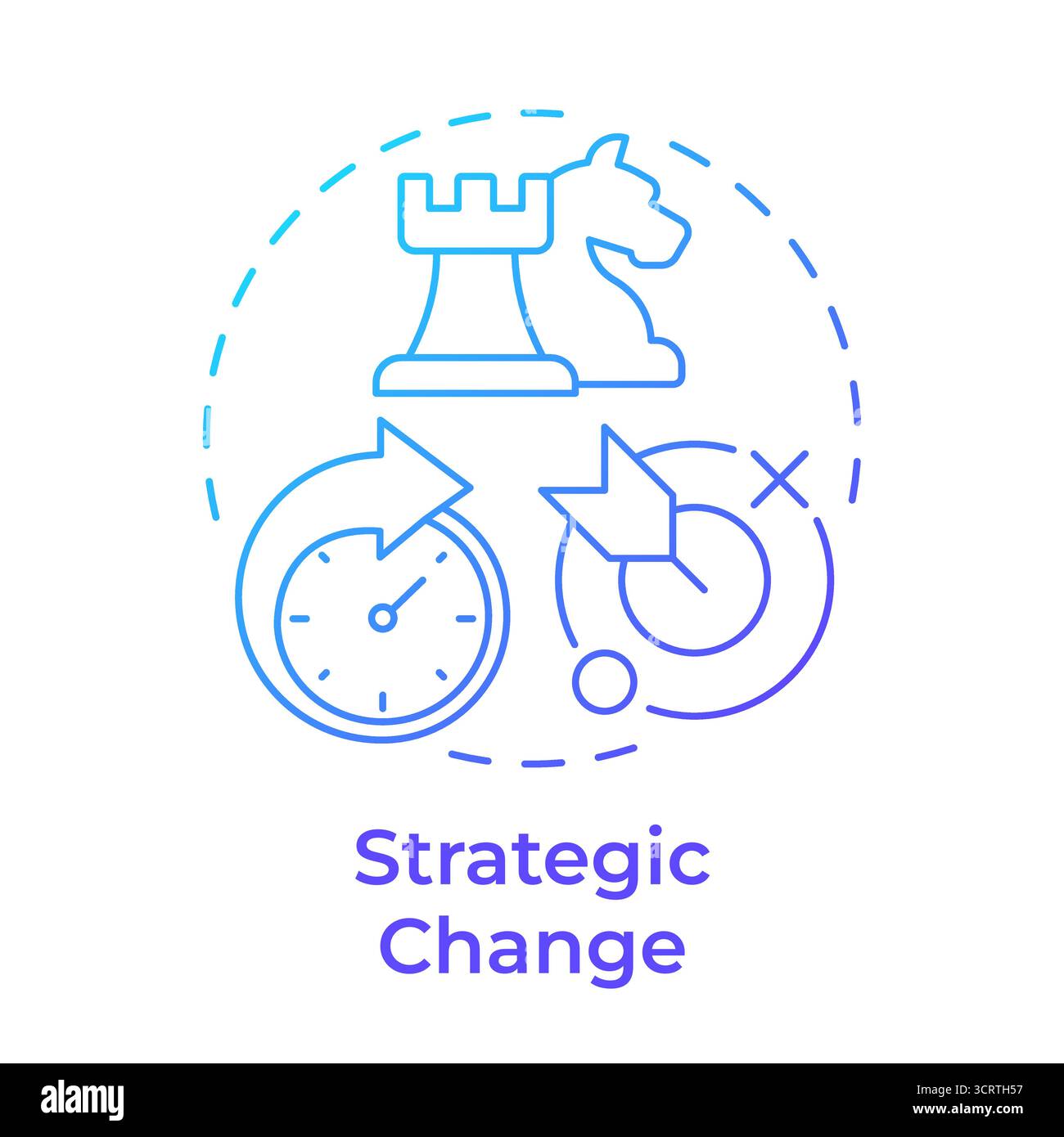 Icône de concept de dégradé bleu de changement stratégique Illustration de Vecteur