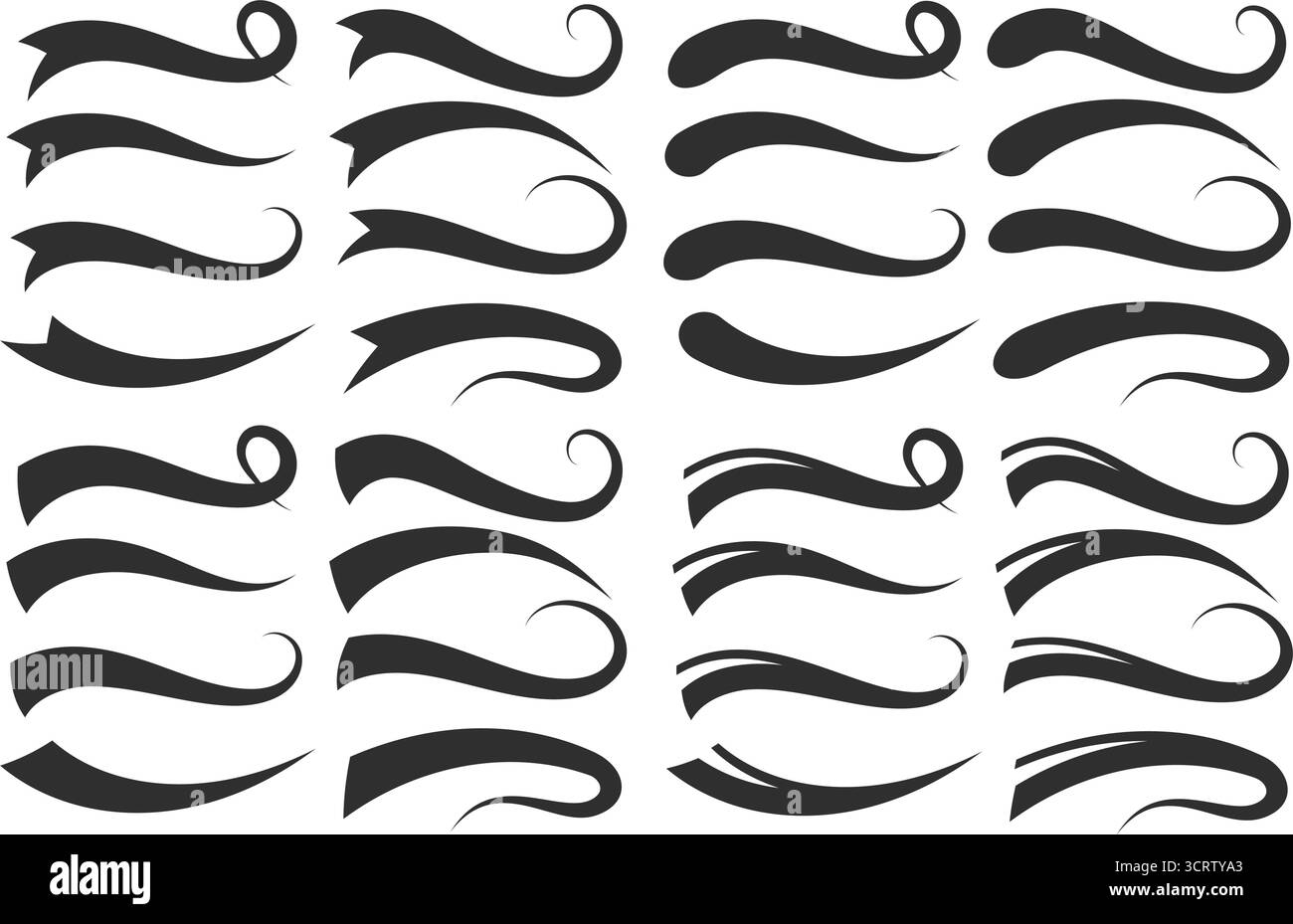 Queue de texte de baseball Swoosh. Éléments de police vectoriels soulignés pour le logo de l'équipe sportive. Swash vintage flourish lignes. Formes ondulées calligraphiques. Tourbillon Illustration de Vecteur