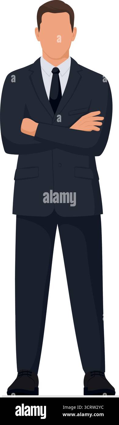 Portrait d'un dirigeant d'entreprise masculin debout, isolé sur fond blanc Illustration de Vecteur