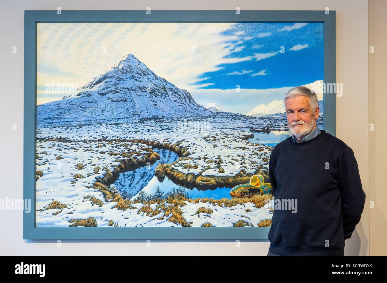 Reinhard Behrens avec Naboland Fantasy Painting avec un sous-marin, exposition d'art à la Scottish Gallery, Édimbourg, Écosse, Royaume-Uni Banque D'Images