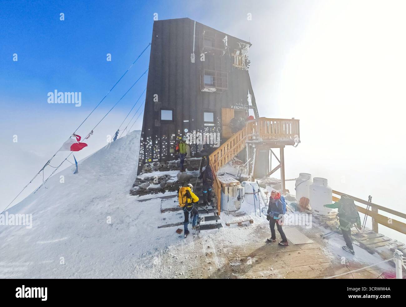 Monte Rosa (Italie) - Une vue sur les montagnes en Valsesia avec Monte Rosa sommet des Alpes, des chemins alpinistes vers Rifugio Modena et Capanna Margherita refuge Banque D'Images