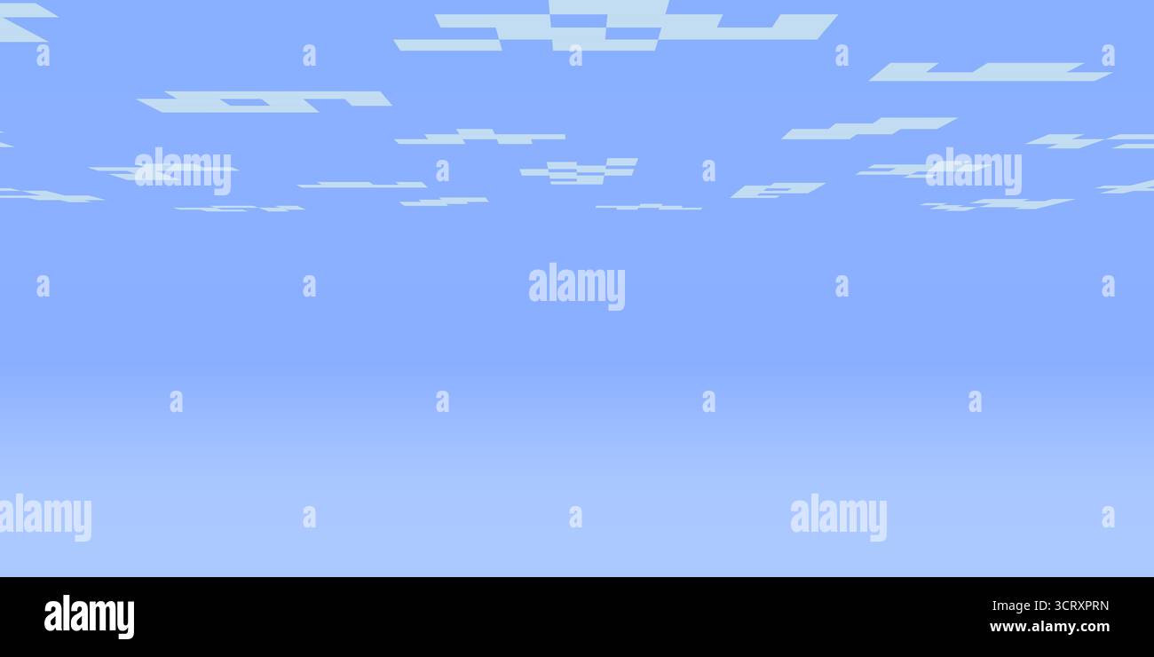 Minecraft pixel paysage de ciel avec l'horizon de nuages. Panorama bleu sans couture 8 bits avec motif de bloc rétro. Fond d'écran ou fond d'écran amusant pour les joueurs. Version abstraite Illustration de Vecteur