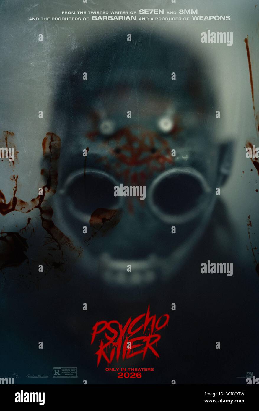 Psycho Killer (2026) réalisé par Gavin Polone et mettant en vedette Georgina Campbell, Logan Miller et James Preston Rogers. Un officier de police dont le mari de soldat est assassiné par un tueur en série masqué suit le « Satanic Slasher » à travers les États-Unis tandis que le tueur complote un meurtre de masse. Affiche avancée AMÉRICAINE UNIQUEMENT POUR USAGE ÉDITORIAL. Crédit : BFA / 20th Century Studios Banque D'Images
