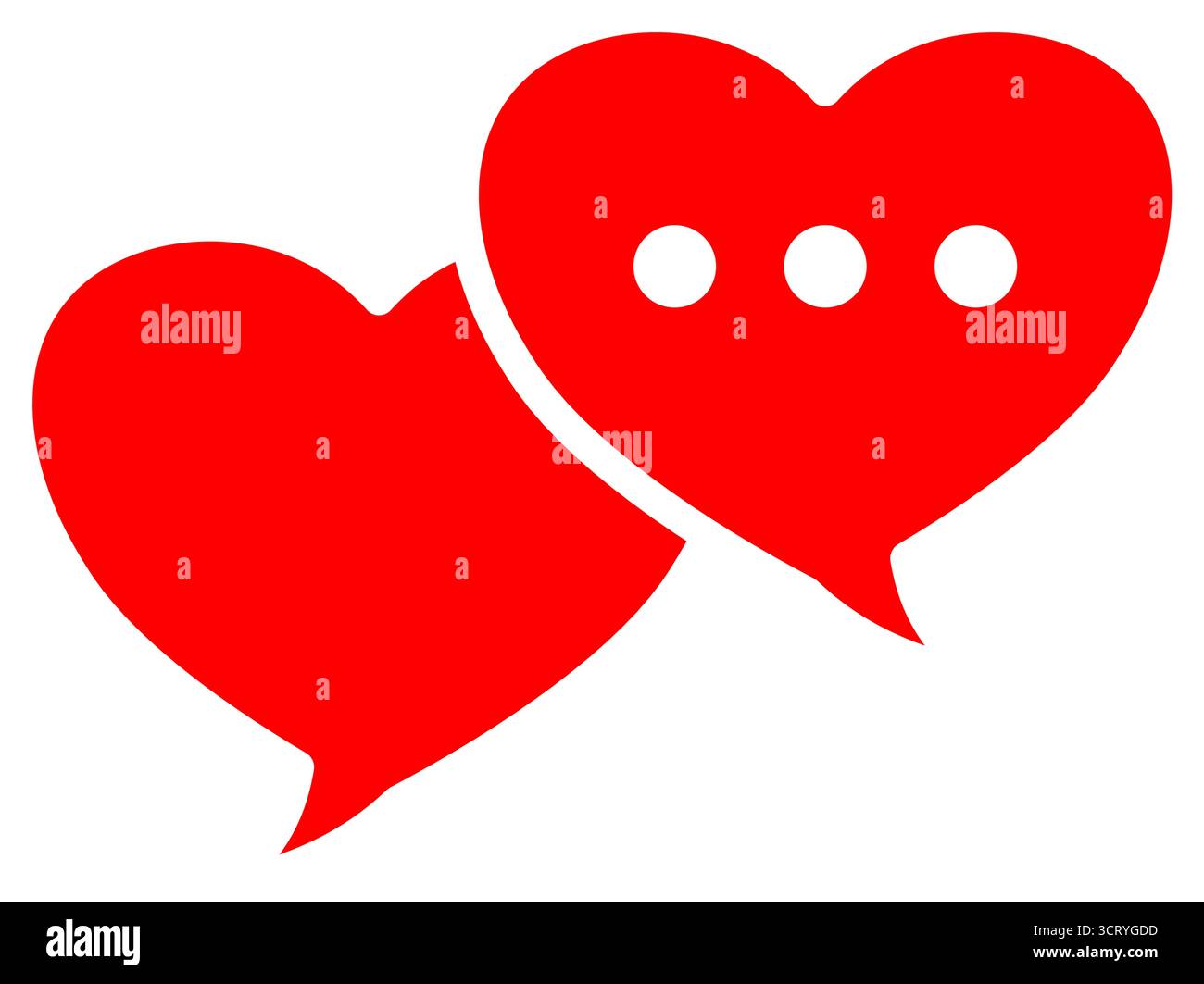 Deux coeurs bulles de discours aiment chat - icône vectorielle Illustration de Vecteur