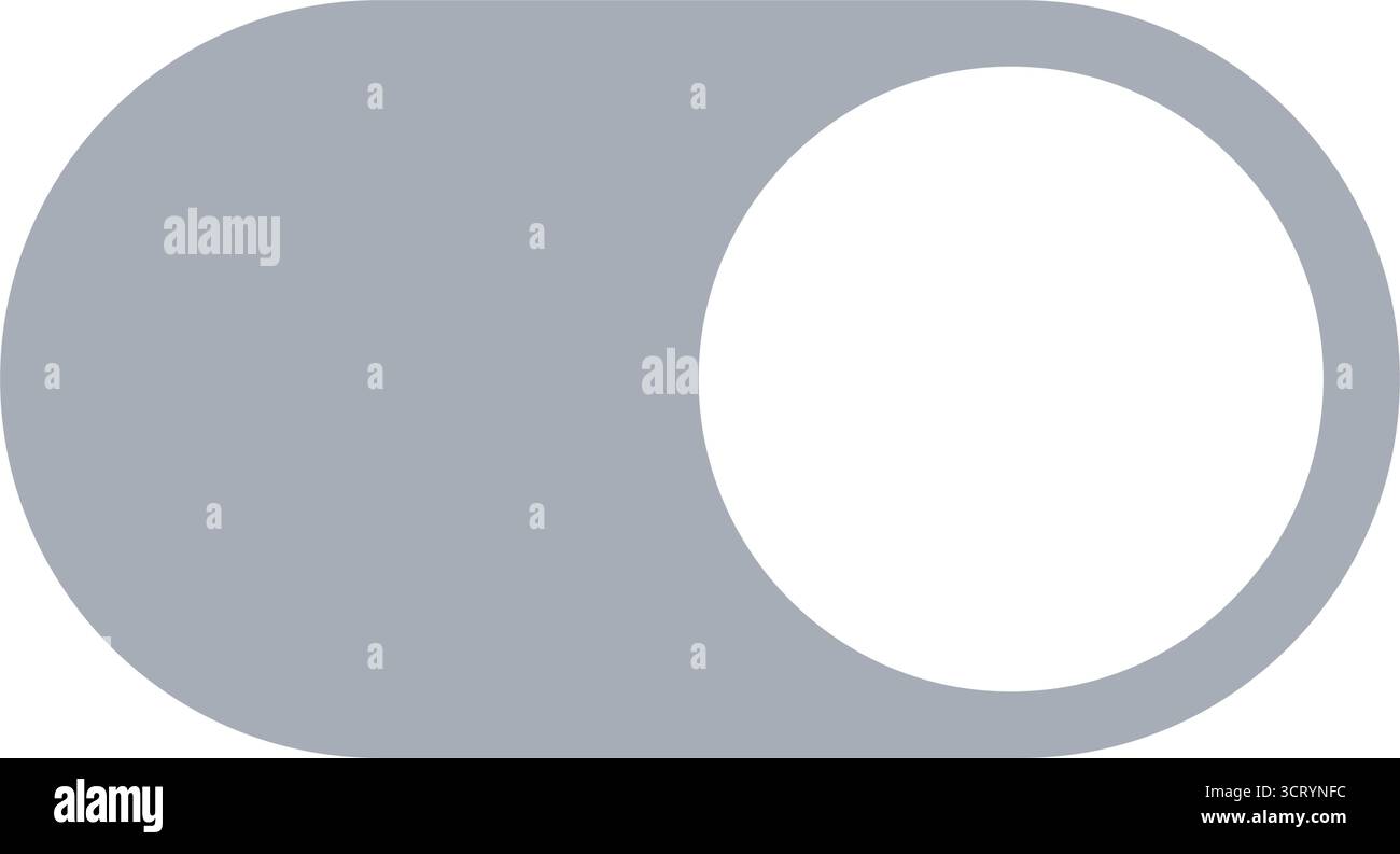 Interrupteur à bascule gris plat moderne à l'état ON. Vecteur modifiable pour la conception d'interface utilisateur, les applications et les interfaces Web. Inspiré par l'animation de basculement Illustration de Vecteur