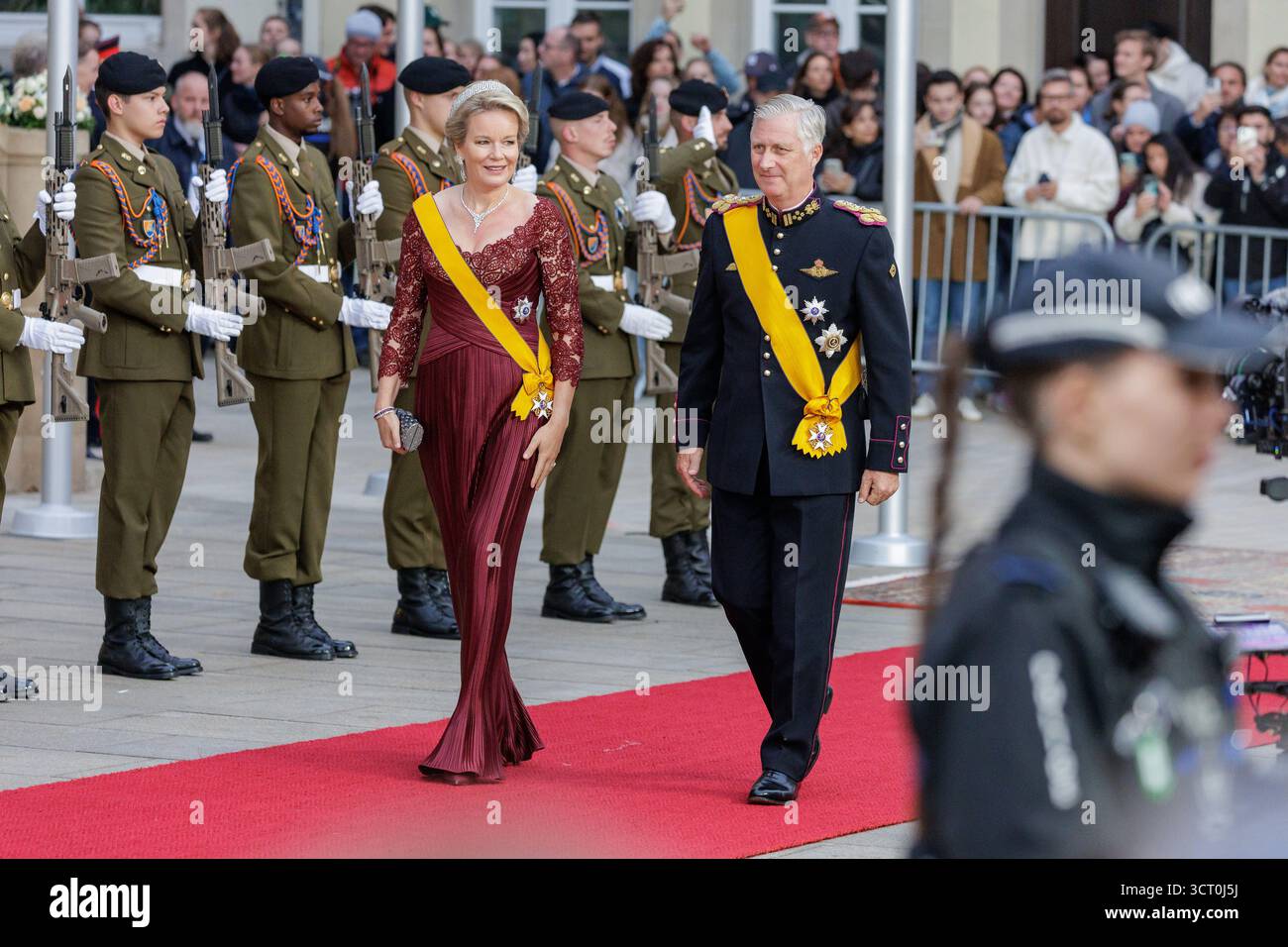 Ville de Luxembourg, Luxembourg. 03 Oct, 2025. Le roi Philippe et la reine Mathilde de Belgique arrivent pour le dîner de gala au Palais Grand-Ducal de Luxembourg, Luxembourg, le 3 octobre 2025. Crédit : Aleksandr Nagornyi/Alamy Live News Banque D'Images