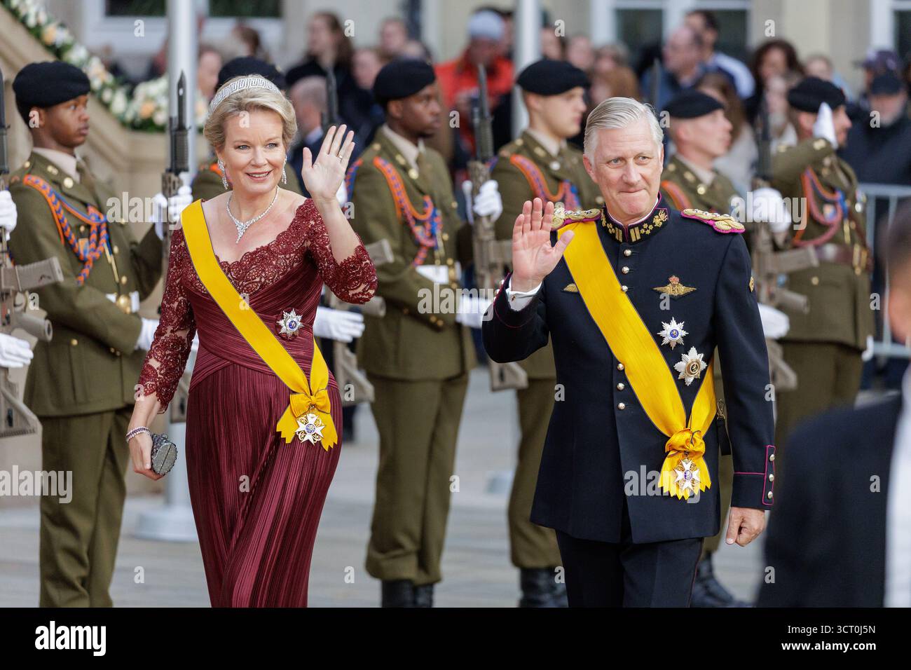 Ville de Luxembourg, Luxembourg. 03 Oct, 2025. Le roi Philippe et la reine Mathilde de Belgique arrivent pour le dîner de gala au Palais Grand-Ducal de Luxembourg, Luxembourg, le 3 octobre 2025. Crédit : Aleksandr Nagornyi/Alamy Live News Banque D'Images