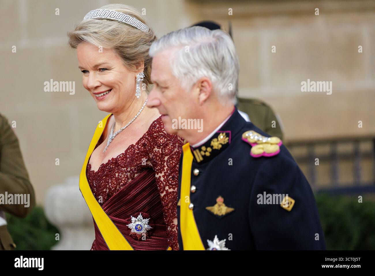 Ville de Luxembourg, Luxembourg. 03 Oct, 2025. Le roi Philippe et la reine Mathilde de Belgique arrivent pour le dîner de gala au Palais Grand-Ducal de Luxembourg, Luxembourg, le 3 octobre 2025. Crédit : Aleksandr Nagornyi/Alamy Live News Banque D'Images