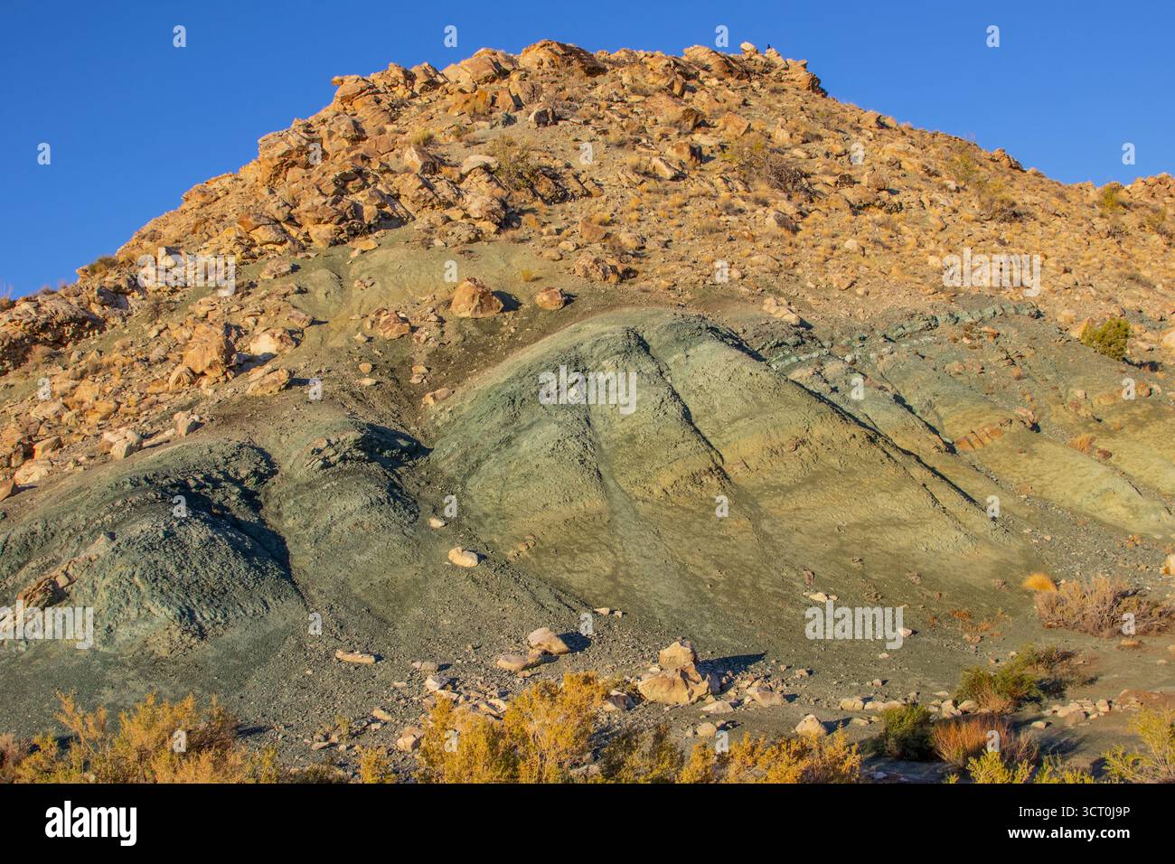 Le membre de Brushy Basin de la formation Morrison. La couleur verte provient du fer réduit. Banque D'Images