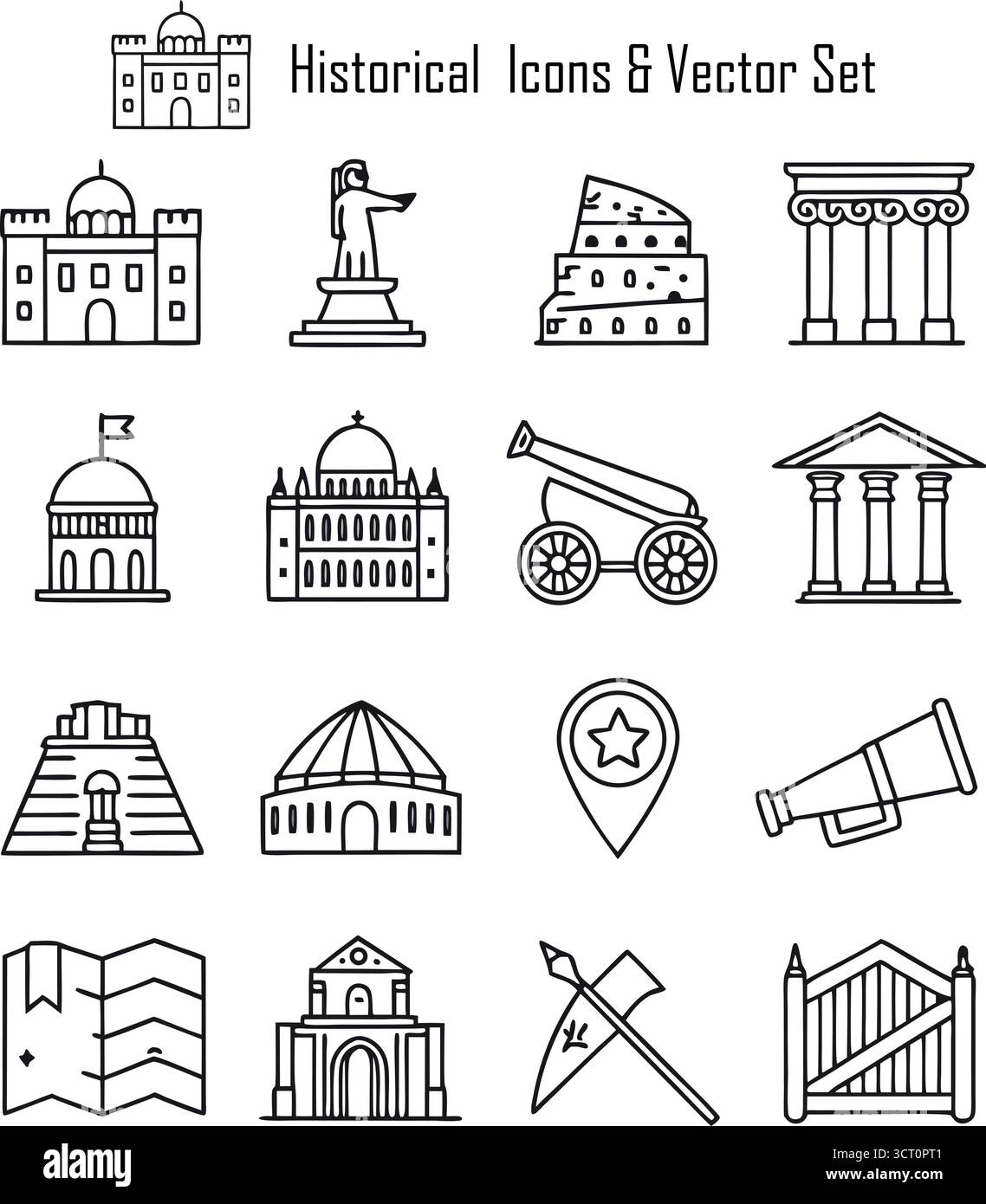 Concept de lieu historique avec l'architecture ancienne, le patrimoine culturel, les monuments anciens, et le tourisme d'histoire du monde Illustration de Vecteur