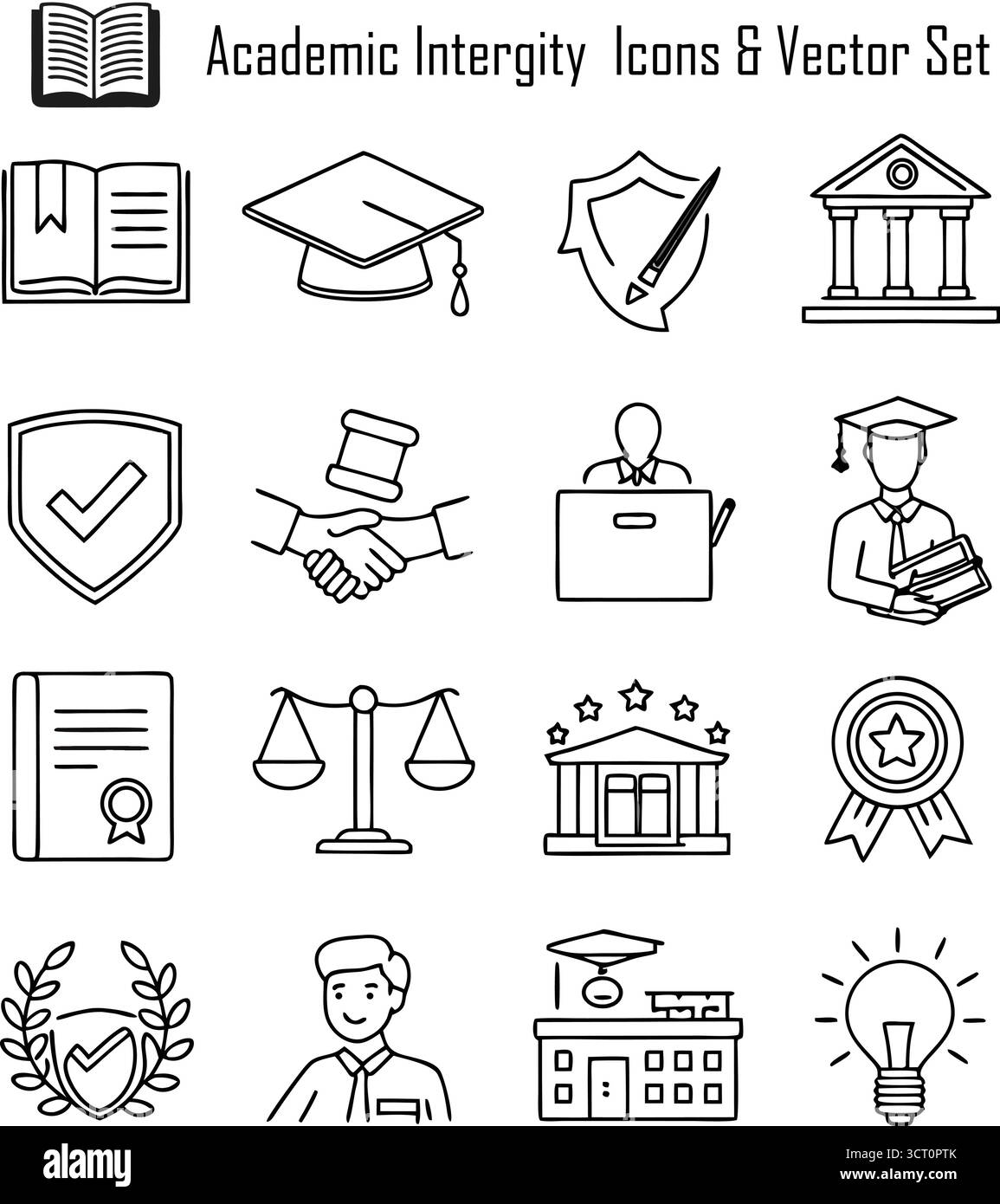 Concept d'intégrité académique avec honnêteté, éthique, prévention du plagiat et apprentissage responsable dans l'éducation Illustration de Vecteur