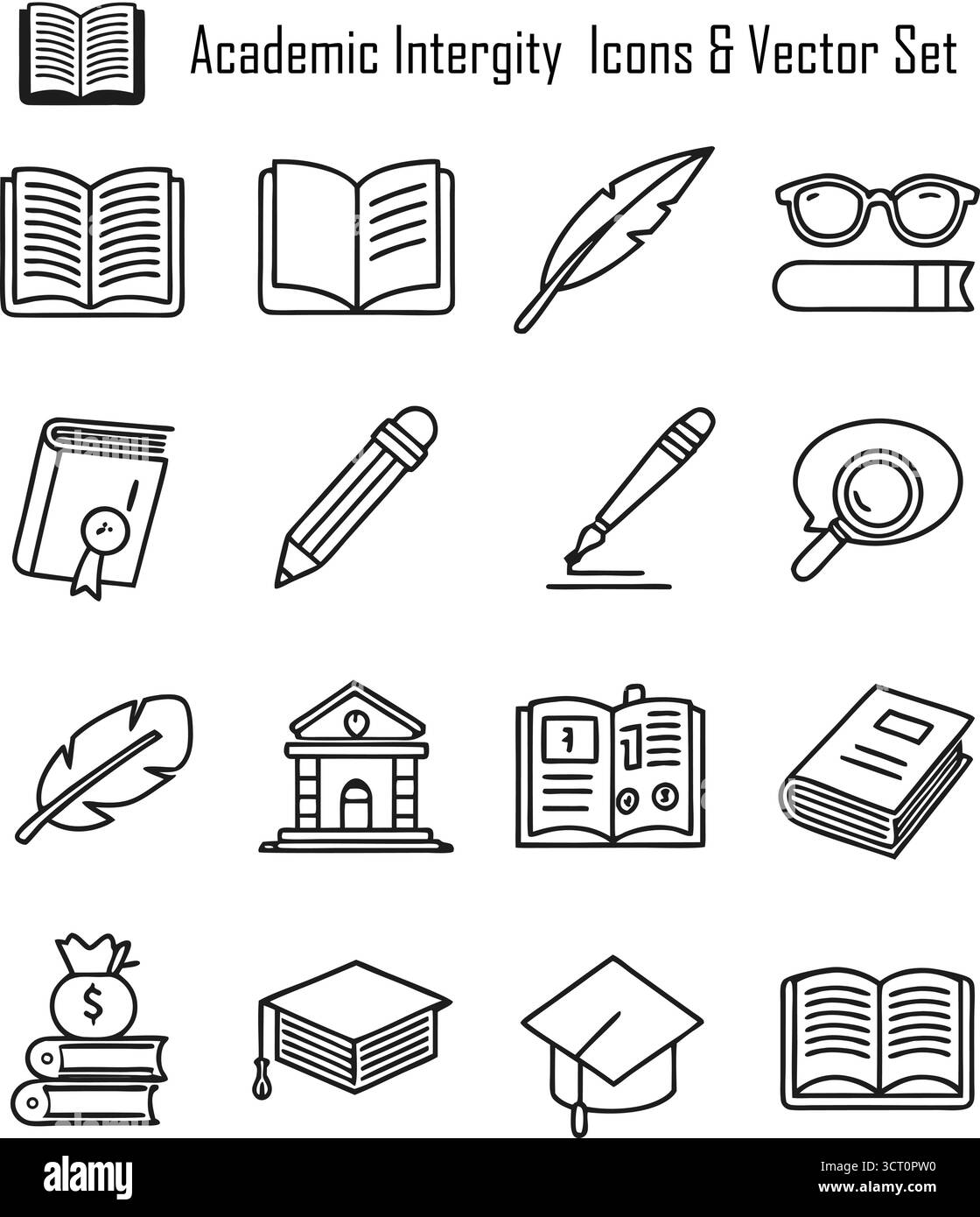 Concept d'intégrité académique avec honnêteté, éthique, prévention du plagiat et apprentissage responsable dans l'éducation Illustration de Vecteur