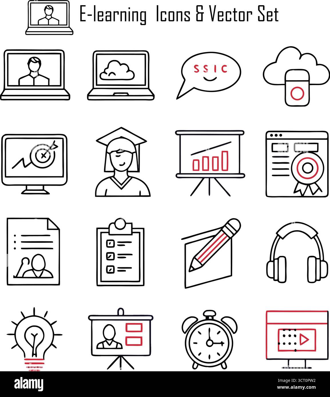 Concept d'apprentissage en ligne avec éducation numérique, cours en ligne, salle de classe virtuelle et technologie moderne d'apprentissage à distance Illustration de Vecteur