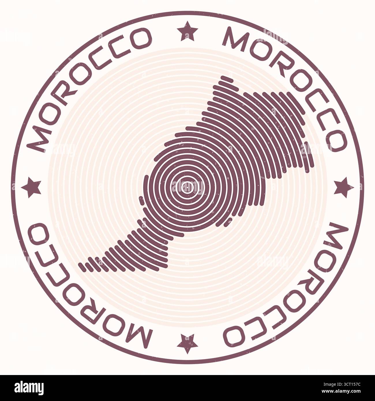 Carte du Maroc avec titre rond. Bagues en forme de pays. Texte marocain autour de la forme de la frontière du pays. Belle illustration vectorielle. Illustration de Vecteur